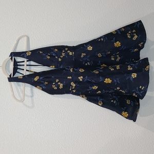 NWT Minuet navy blue brocade mini dress small